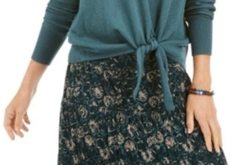 Style & Co Women's Petite Tie-Front Sweater Green Size Petite Medium