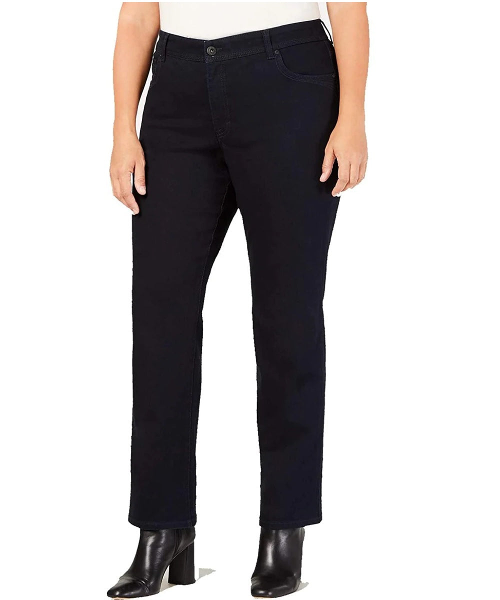 Style & Co Women's Tummy Control Straight-Leg Jeans Rinse Size 16W