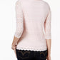 Charter Club Women's Lace 3/4 Sleeve Top Pink Size Petite Medium