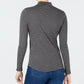 Charter Club Women's Cotton Striped Mock Neck T-Shirt Dark Grey Size Small