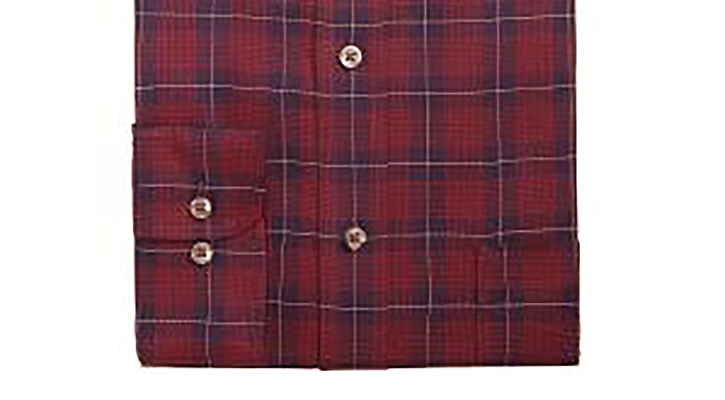 Club Room Men's Classic/Regular Fit Stretch Assorted Plaid Dress Shirts Red Size 16X34-35