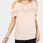 JM Collection Women's Ruffled Off The Shoulder Top Pink Size Large