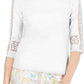 Charter Club Women's Crochet-Inset Top White Size Small