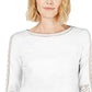 Charter Club Women's Crochet-Inset Top White Size Small