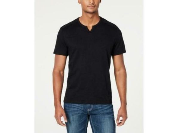INC International Concepts Men's Ribbed Split Tee Black Size XX-Large