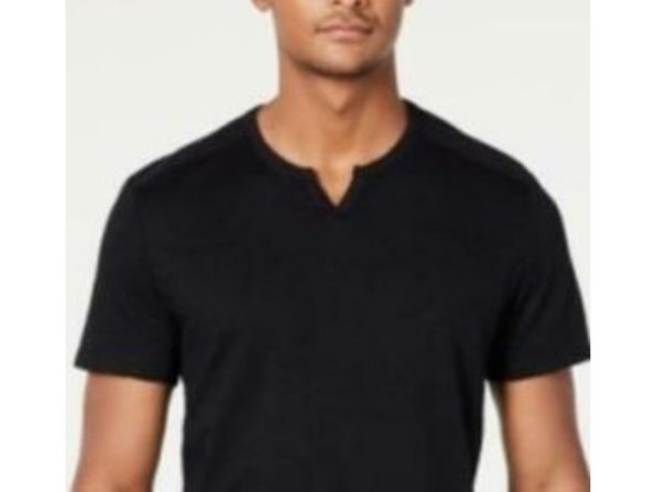 INC International Concepts Men's Ribbed Split Tee Black Size XX-Large