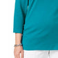 Karen Scott Women's Plus Size Cotton Split-Neck Top  Teal Size 1X