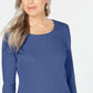 Karen Scott Women's Petite Cotton Scoop-Neck Top Blue Size Petite