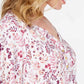 Karen Scott Women's Petite Floral-Print Henley Top White Size Petite