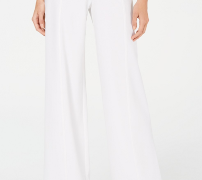 INC International Concepts Women's Petite Side-Belt Wide-Leg Pants Washed White Size 4 Petite