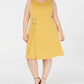 JM Collection Women's Plus Size Sleeveless Embellished Fit & Flare Dress Yellow Size 2X