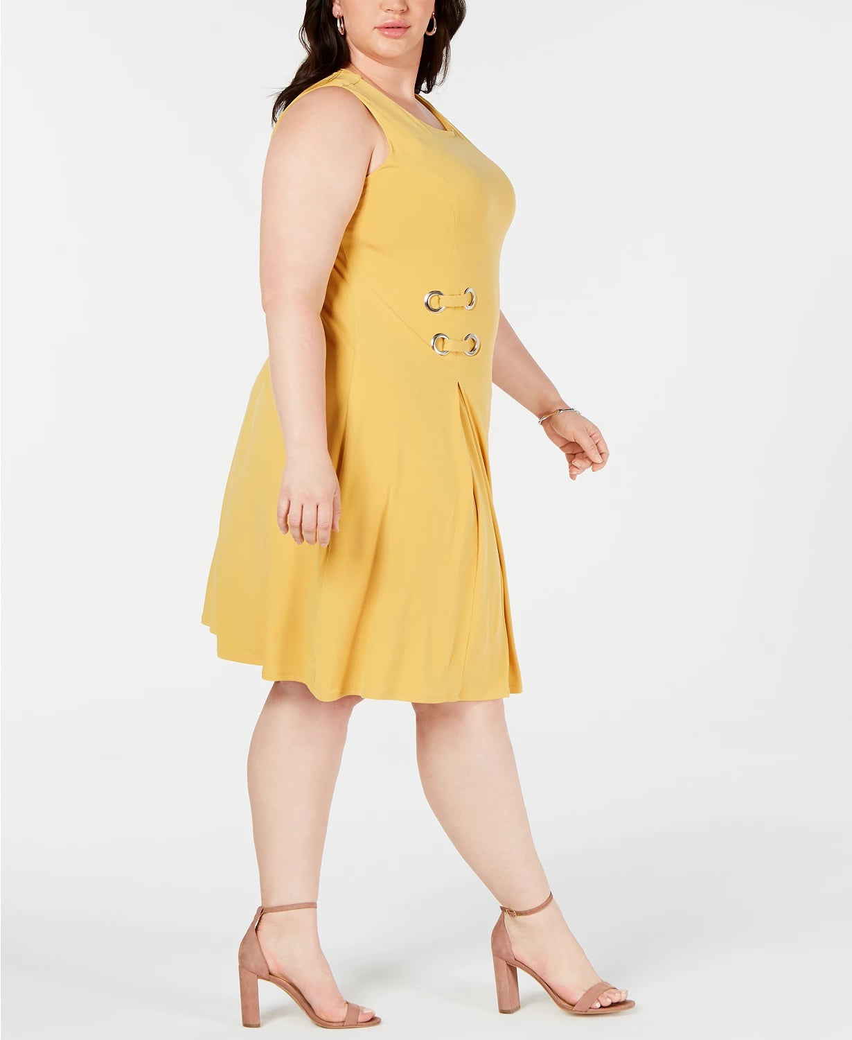 JM Collection Women's Plus Size Sleeveless Embellished Fit & Flare Dress Yellow Size 2X
