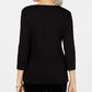 Karen Scott Women's 3/4-Sleeve Embellished Cotton Top Black Size Extra Small