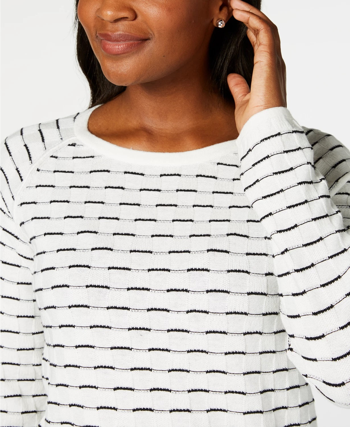 Karen Scott Women's Textured Sweater White Size Medium