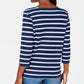 Karen Scott Women's Sport Floral-Yoke Striped Top Navy Size Medium