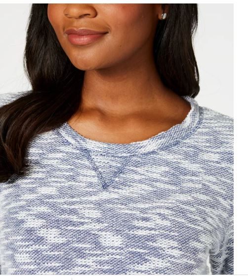 Karen Scott Women's Space Dye 3/4 Sleeve Top Grey Size Petite Small