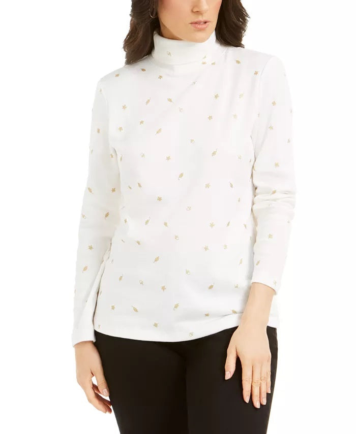 Karen Scott Women's Autumn Wind Turtleneck White Size Large