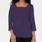 Karen Scott Women's Crochet Square-Neck Top Dark Blue Size Small