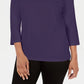 Karen Scott Women's Crochet Square-Neck Top Navy Size Small