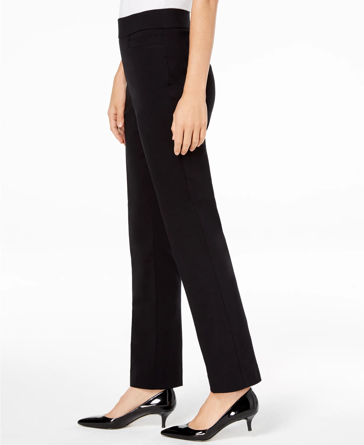 JM Collection Women's Pull On Tummy Control Slim Leg Pants Short Length Black Size Small