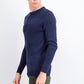 क्लब रूम पुरुषों का कॉटन सॉलिड टेक्स्चर क्रू नेक स्वेटर गहरा नीला साइज़ लार्ज