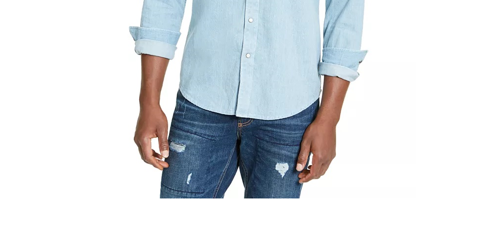 American Rag Men's Antonio Western Shirt Blue Size Small
