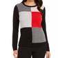 Charter Club Women's Patchwork Crewneck Sweater Black Size XX Large