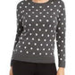 Charter Club Women's Dot-Print Crewneck Sweater Dark Gray Size Extra Large