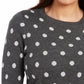 Charter Club Women's Dot-Print Crewneck Sweater Dark Gray Size Extra Large