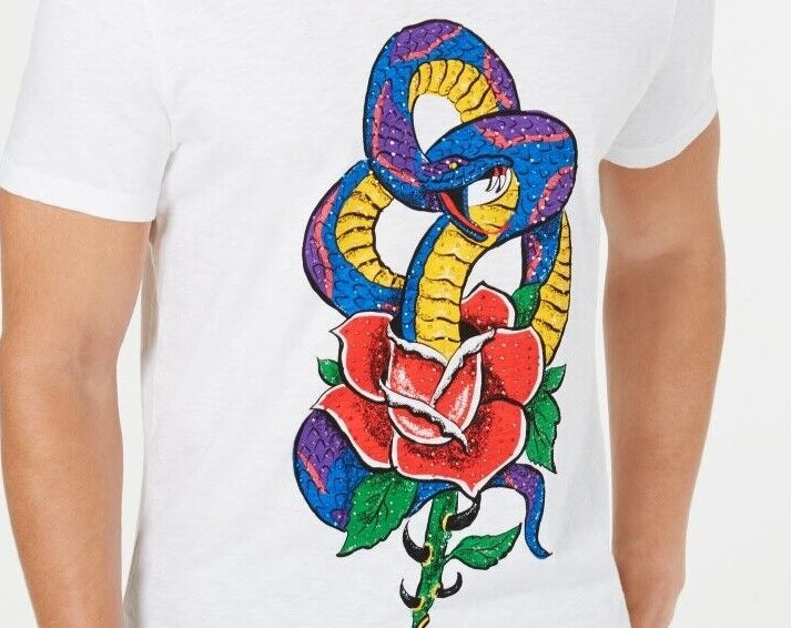 INC International Concepts Men's Rhinestone Snake T-Shirt White Size X-Large