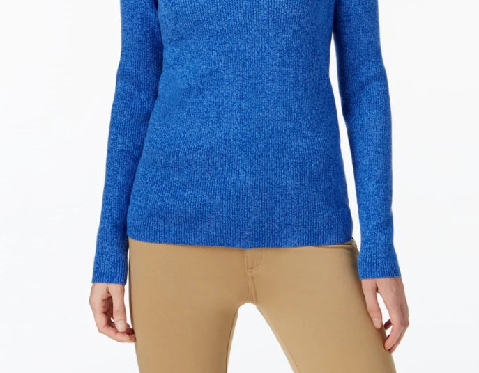 Karen Scott Women's Cotton Mock-Neck Sweater Blue Size Medium