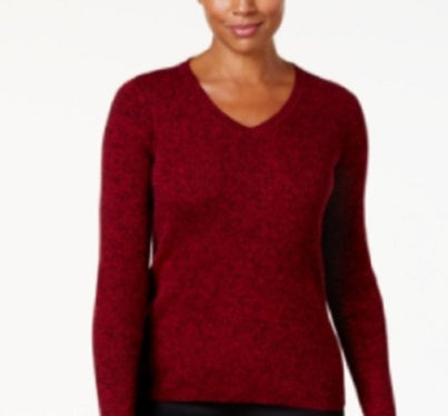 Karen Scott Women's V-Neck Sweater Red Size Large