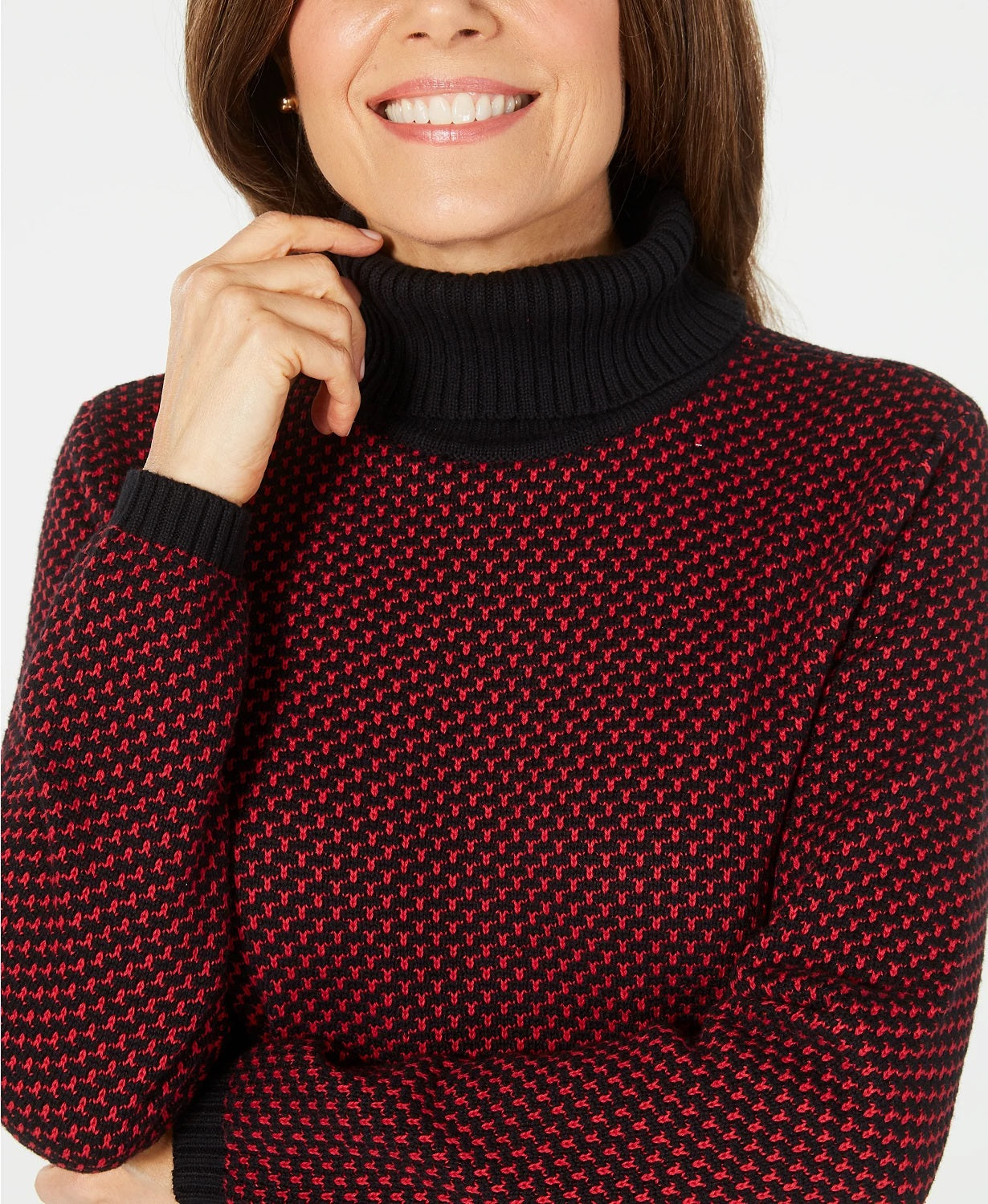 Karen Scott Women's Cotton Turtleneck Sweater Red Size Medium