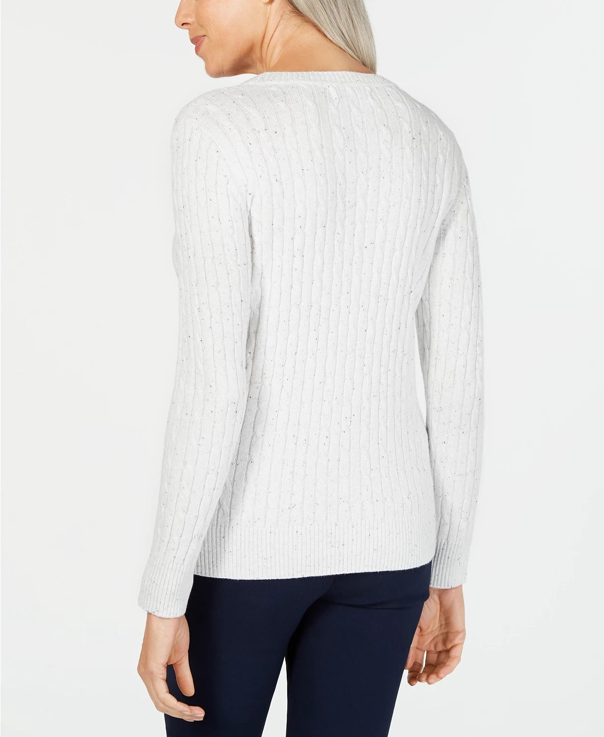 Karen Scott Women's Cable-Knit Sweater White Size XX-Large