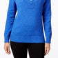 Karen Scott Women's Cotton Marled Shawl-Collar Sweater Blue Size Extra Large