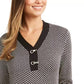 Karen Scott Women's Contrast-Trim Textured Cotton Sweater Black Size Large