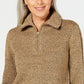 Karen Scott Women's Marled-Knit Quarter-Zip Sweater Brown Size XX Large