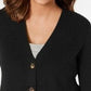 Karen Scott Women's Mixed-Stitch Button-Front Cardigan Black Size Small