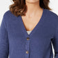 Karen Scott Women's Mixed-Stitch Button-Front Cardigan Blue Size Extra Small
