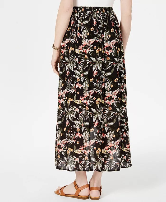 Style & Co Women's Printed High-Low Skirt Black Size X-Large