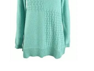 Karen Scott Women's Cotton Mixed-Stitch Sweater Blue Size Large