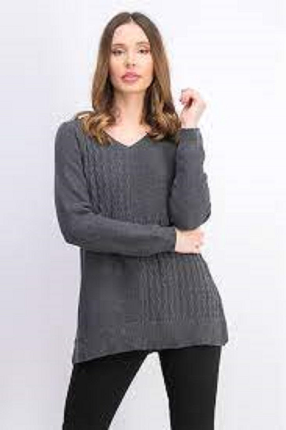 Karen Scott Women's Cotton Mixed-Stitch Sweater Charcoal Size Medium
