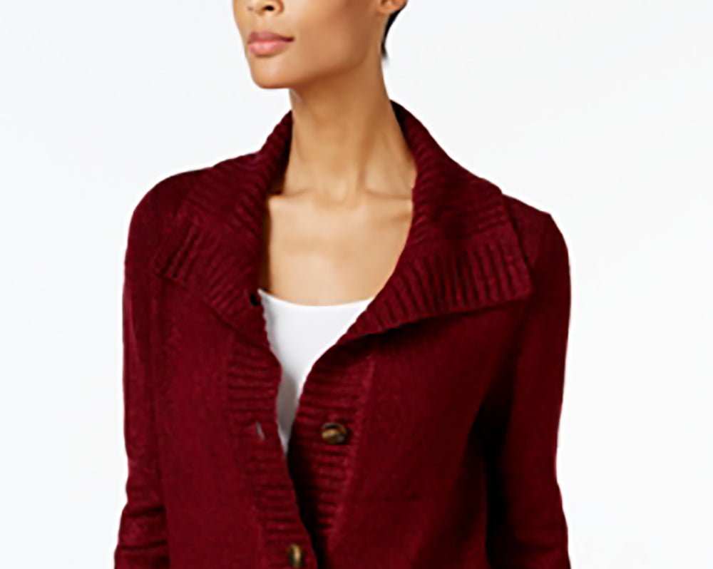 Karen Scott Women's Button-Front Shawl-Collar Cardigan Red Size Small