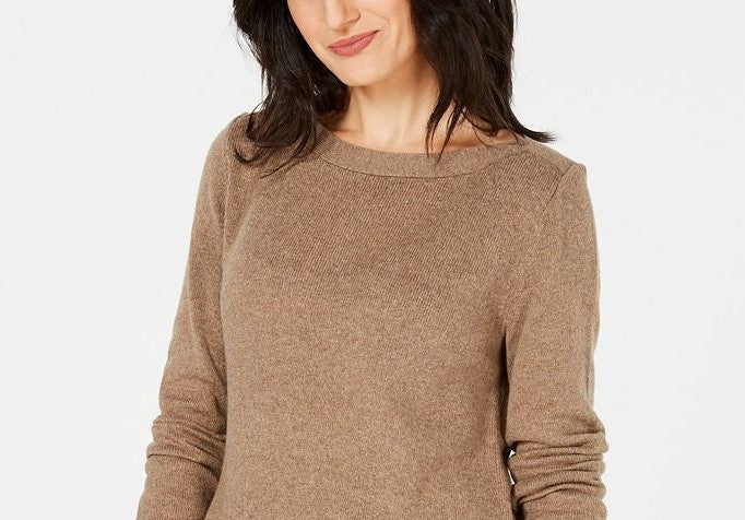 Karen Scott Women's Solid Curved-Hem Tunic Brown Size Large