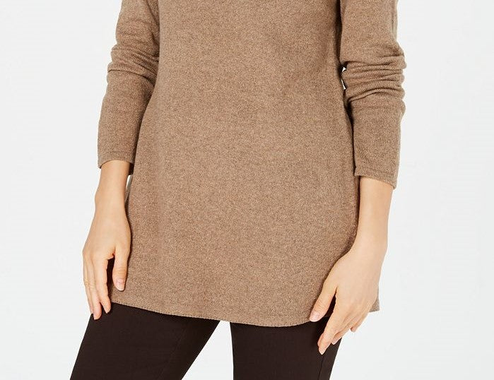 Karen Scott Women's Solid Curved-Hem Tunic Brown Size Large