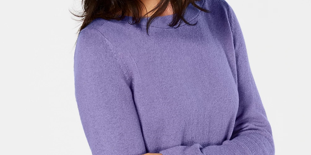 Karen Scott Women's Solid Curved-Hem Tunic Purple Size Medium