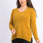 Karen Scott Women's V Neck Chenille Sweater Gold Size X-Large