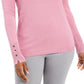 JM Women's Collection Button-Cuff Crewneck Sweater Med Pink Size XX Large