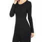 Style & Co Women's Ribbed-Knit Sweater Dress Black Size Medium