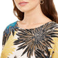 Alfani Women's Printed Boat-Neck Top Navy Size Petite Small